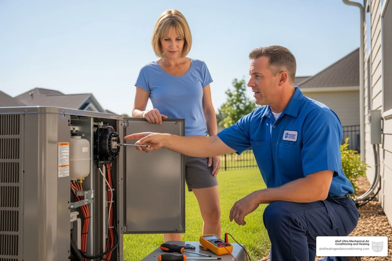Jeremy, Ultra Mechanical technician, explaining repair - home ac repair houston
