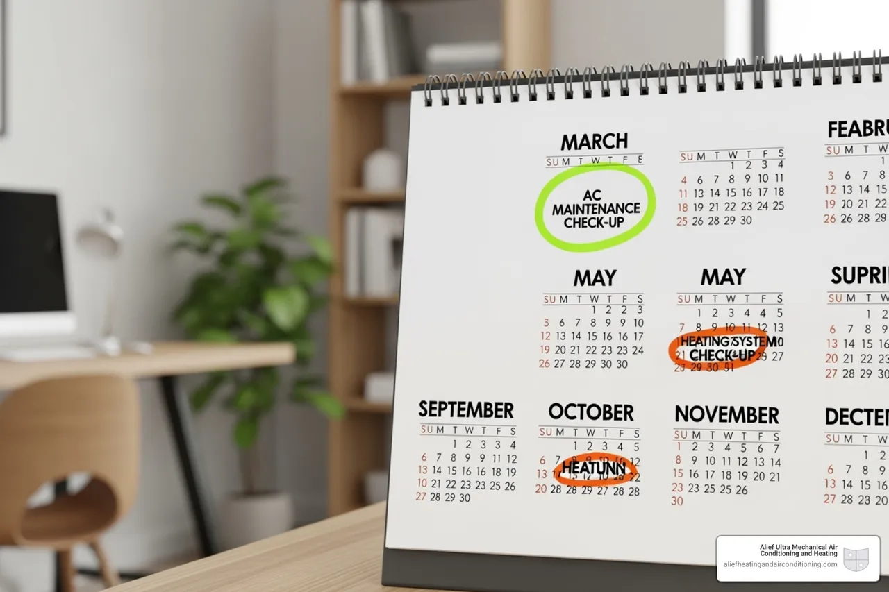 calendar with seasonal maintenance check-ups marked - trustworthy hvac houston
